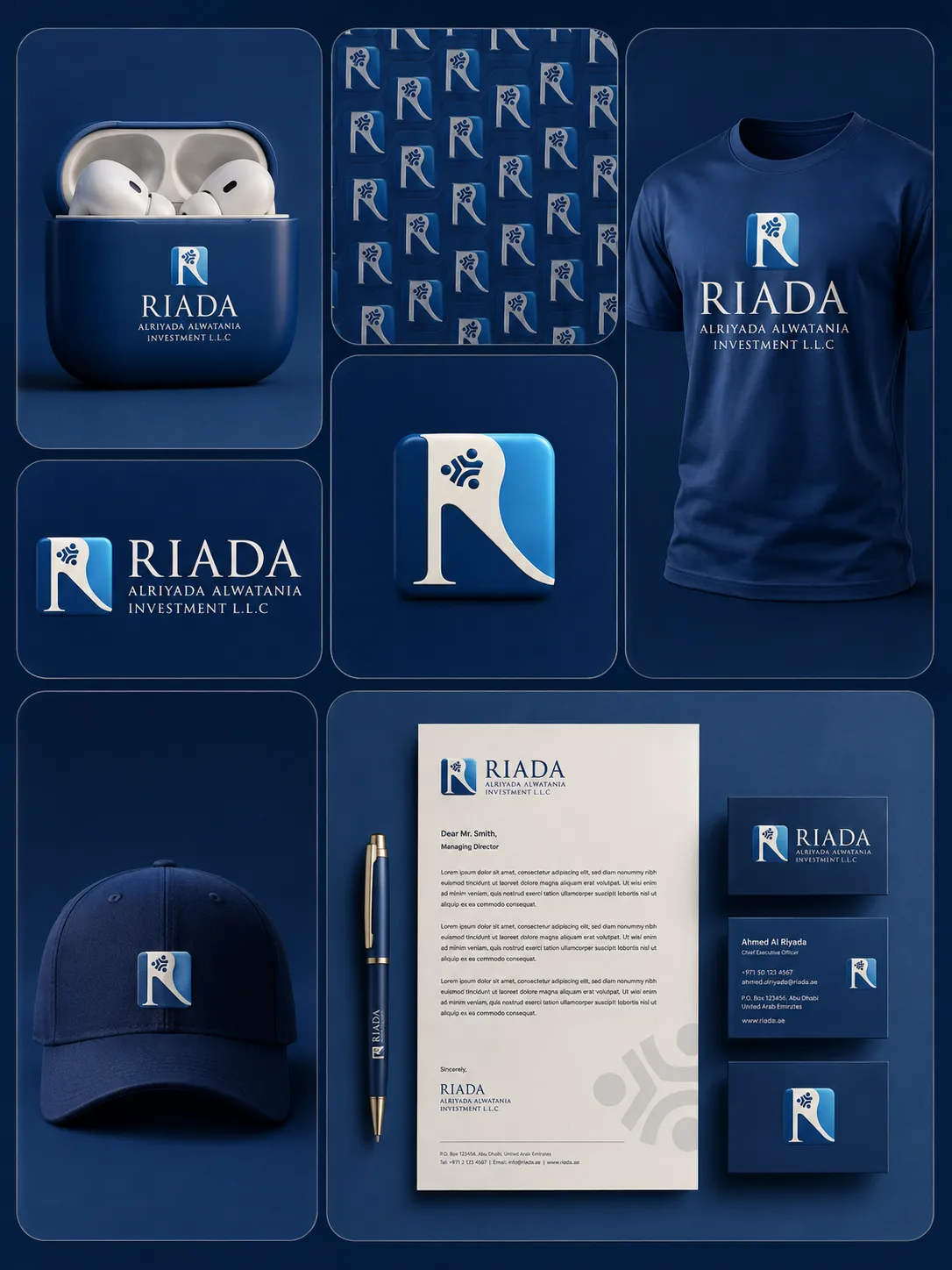 Al Riyada Alwatania logo identity mockup