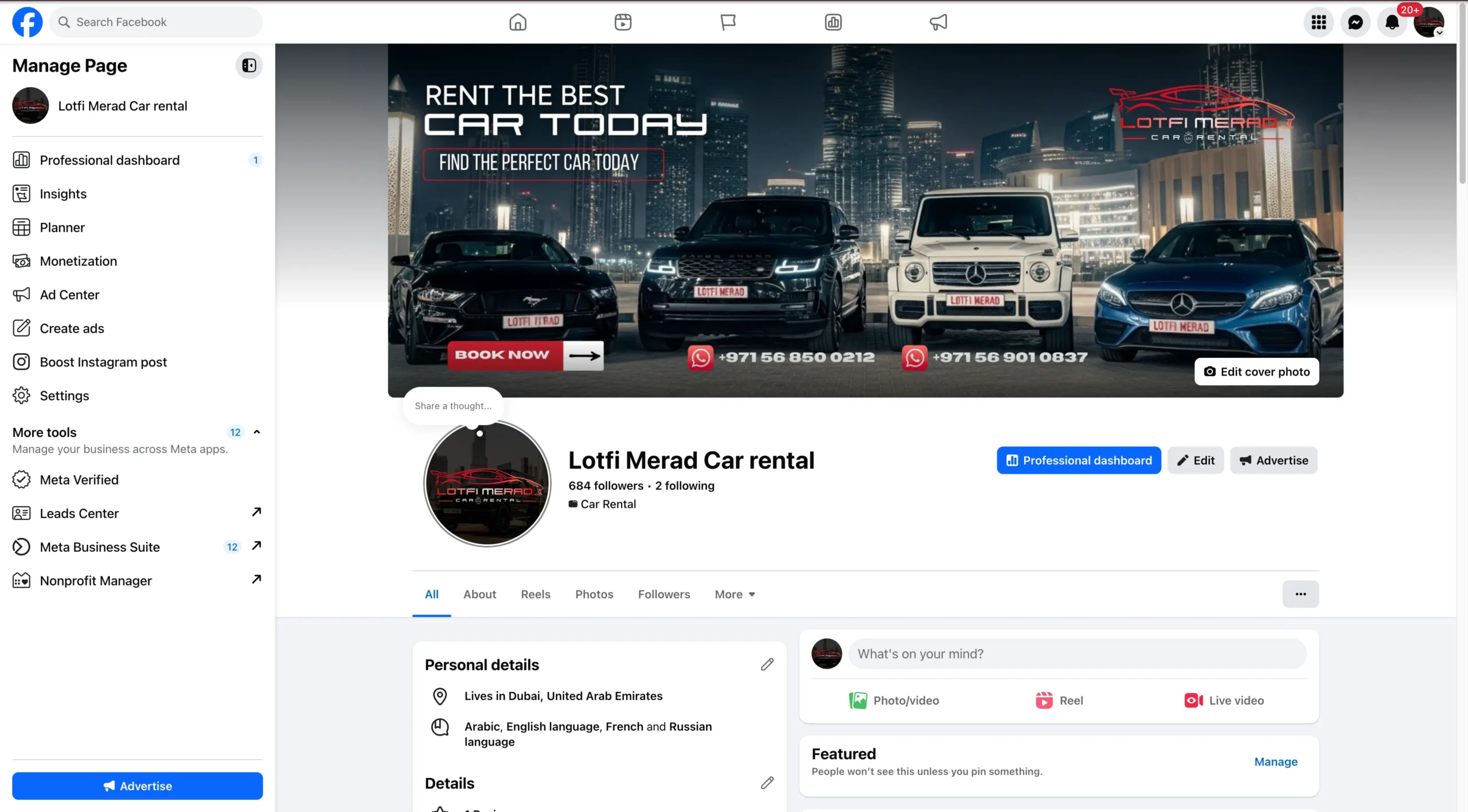 Lotfi Merad Facebook page setup