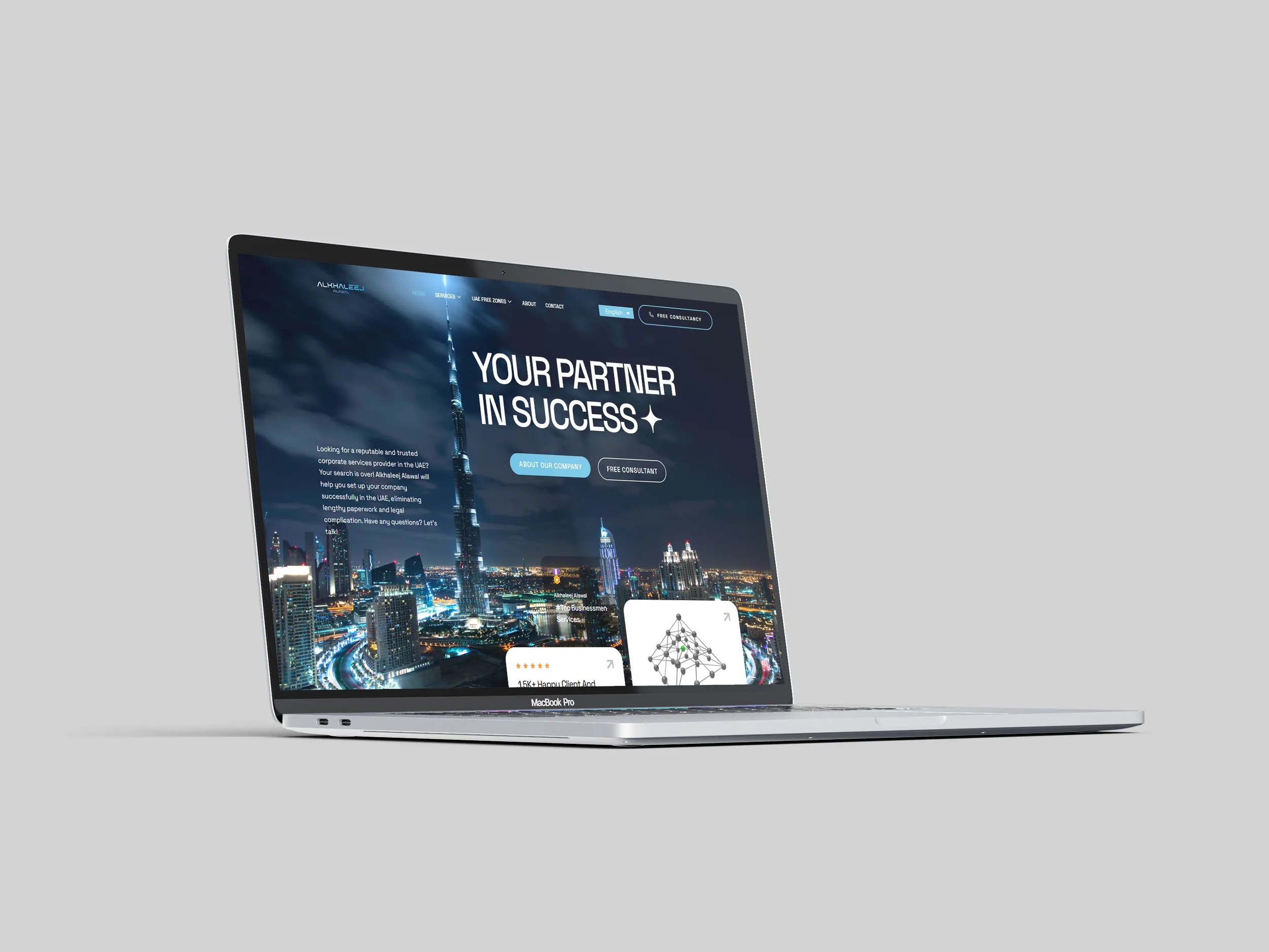 Alkhaleej Alawal website homepage English mockup