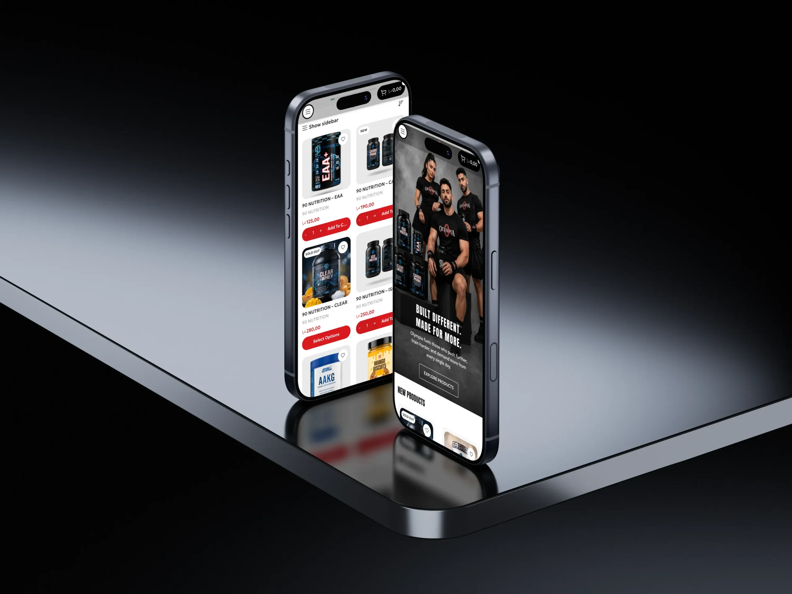 Olympia Supplement mobile website mockup