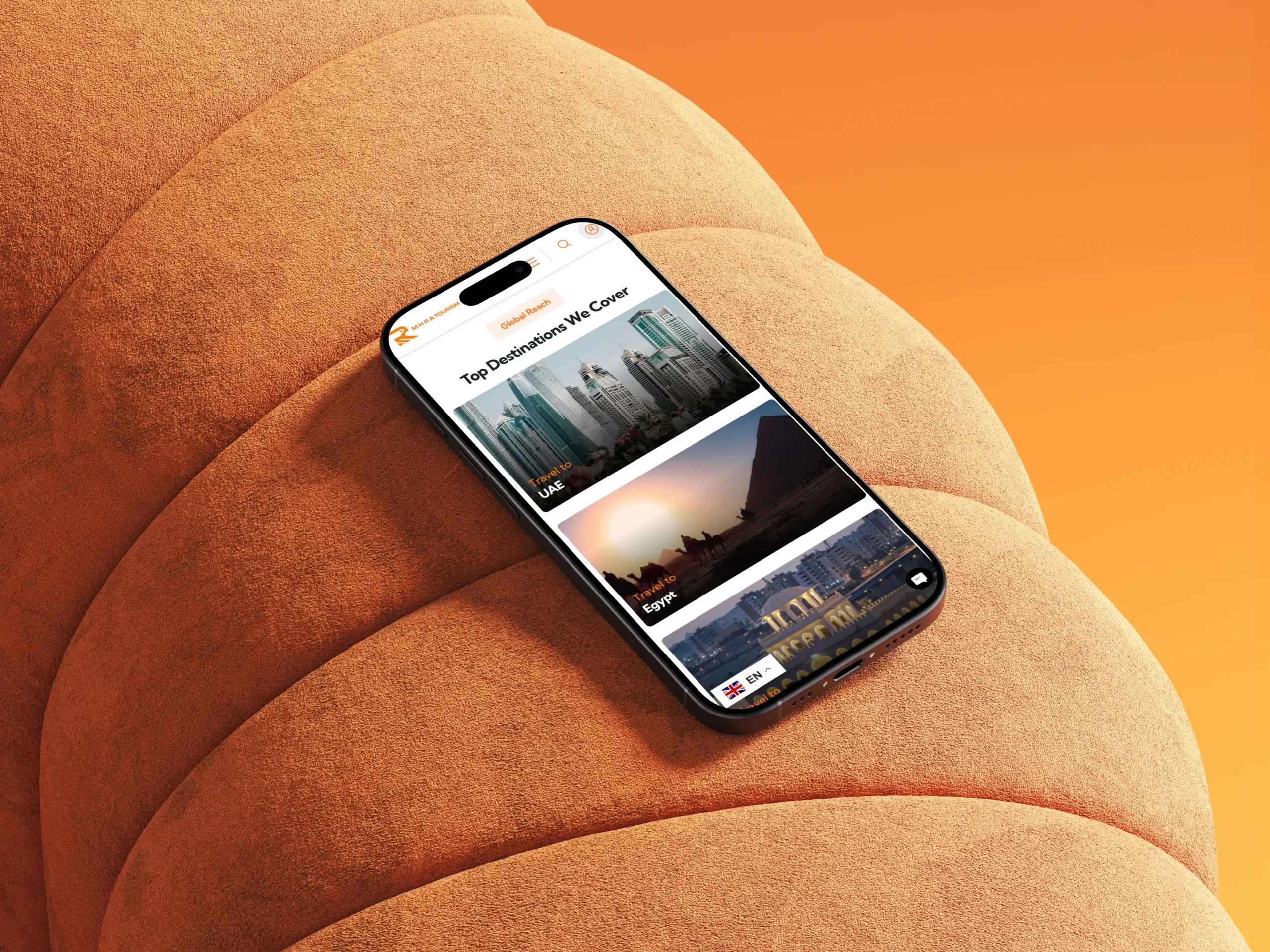 MHRA Tourism mobile website mockup