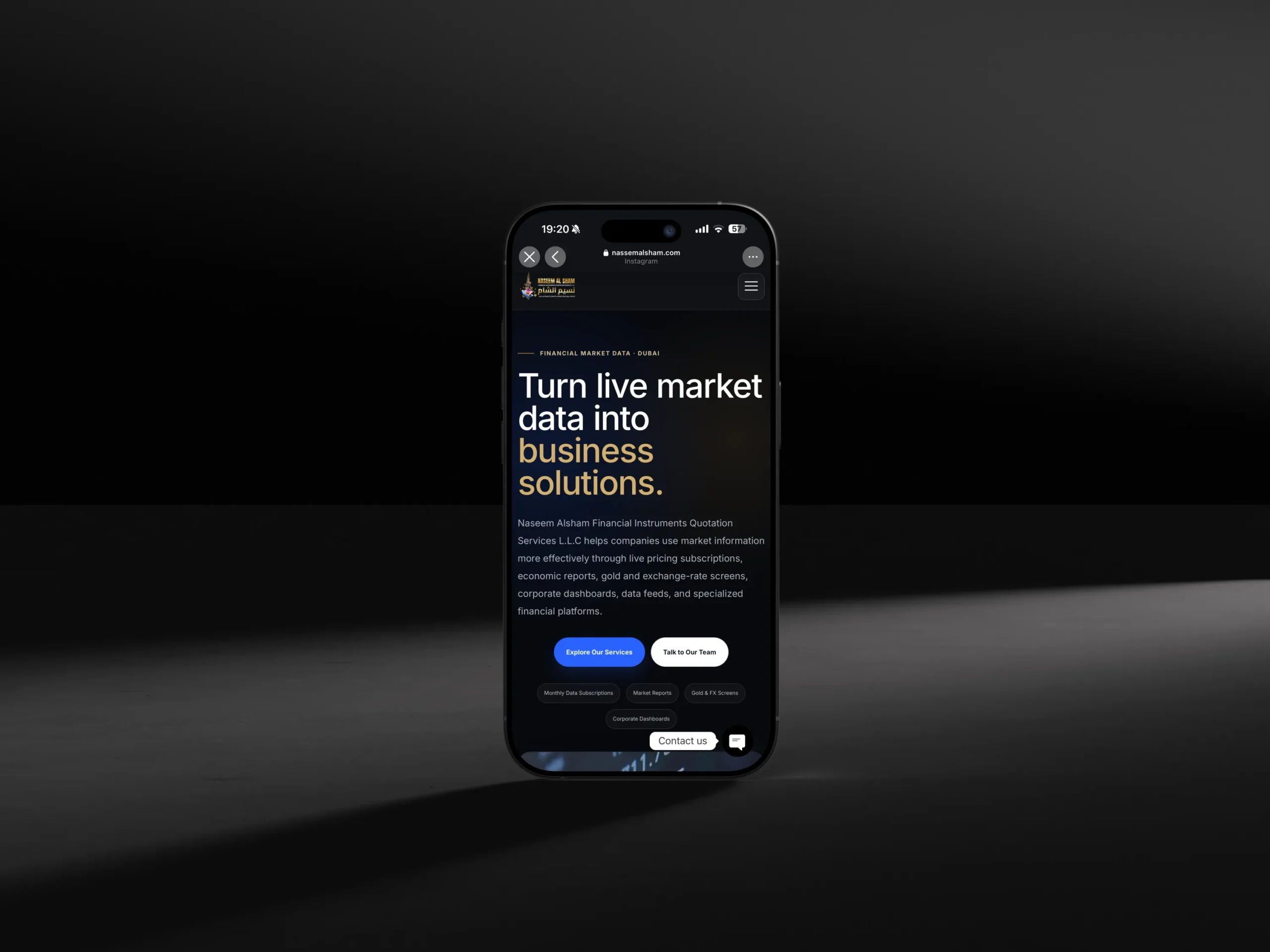 Naseem Al Sham mobile website mockup