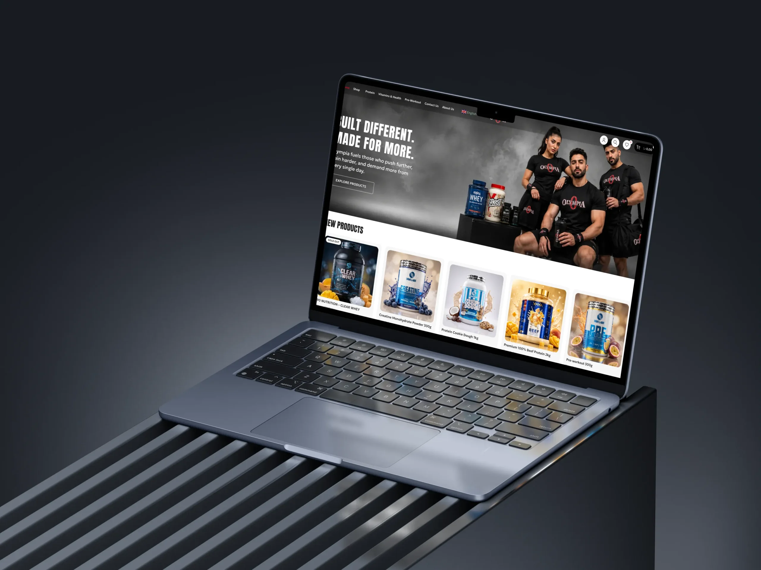 Olympia Supplement desktop website mockup