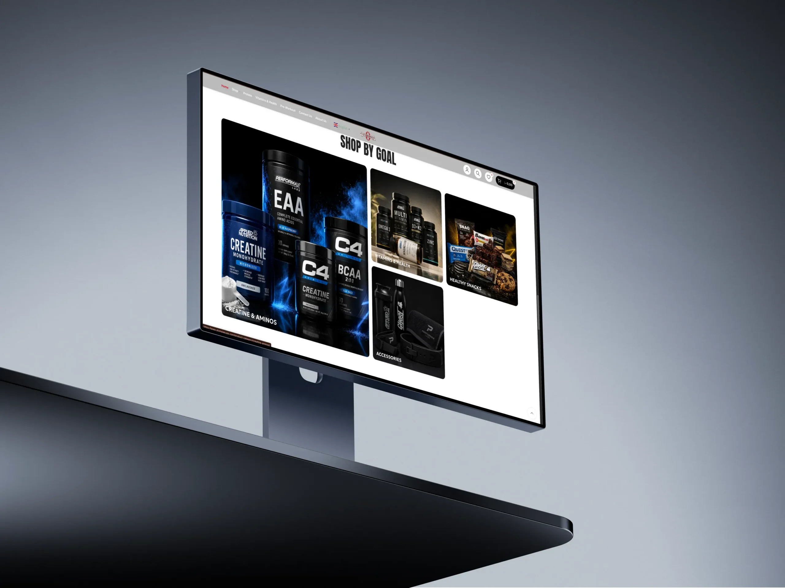 Olympia Supplement website product screens
