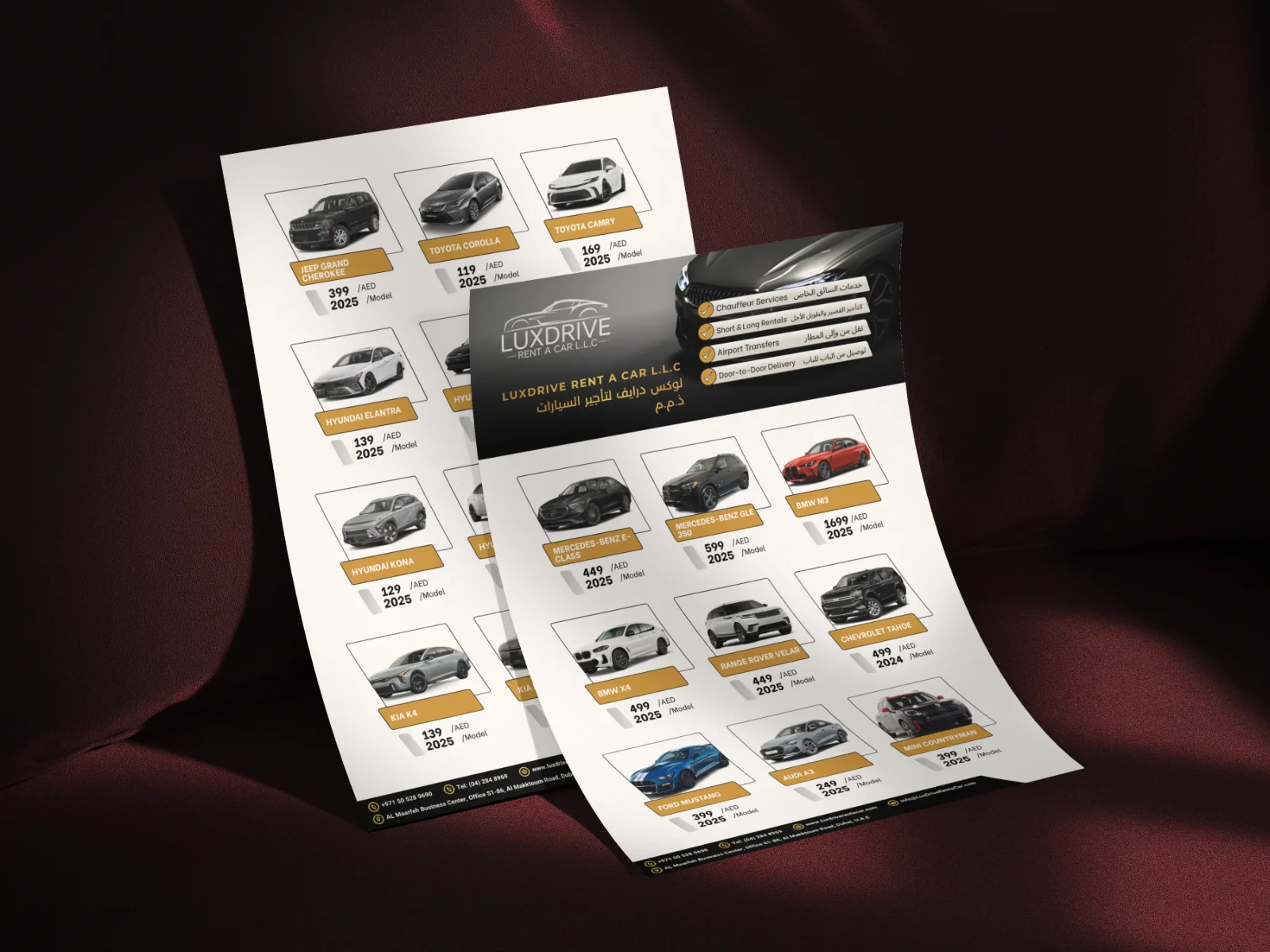 LuxDrive invoice and company document mockup