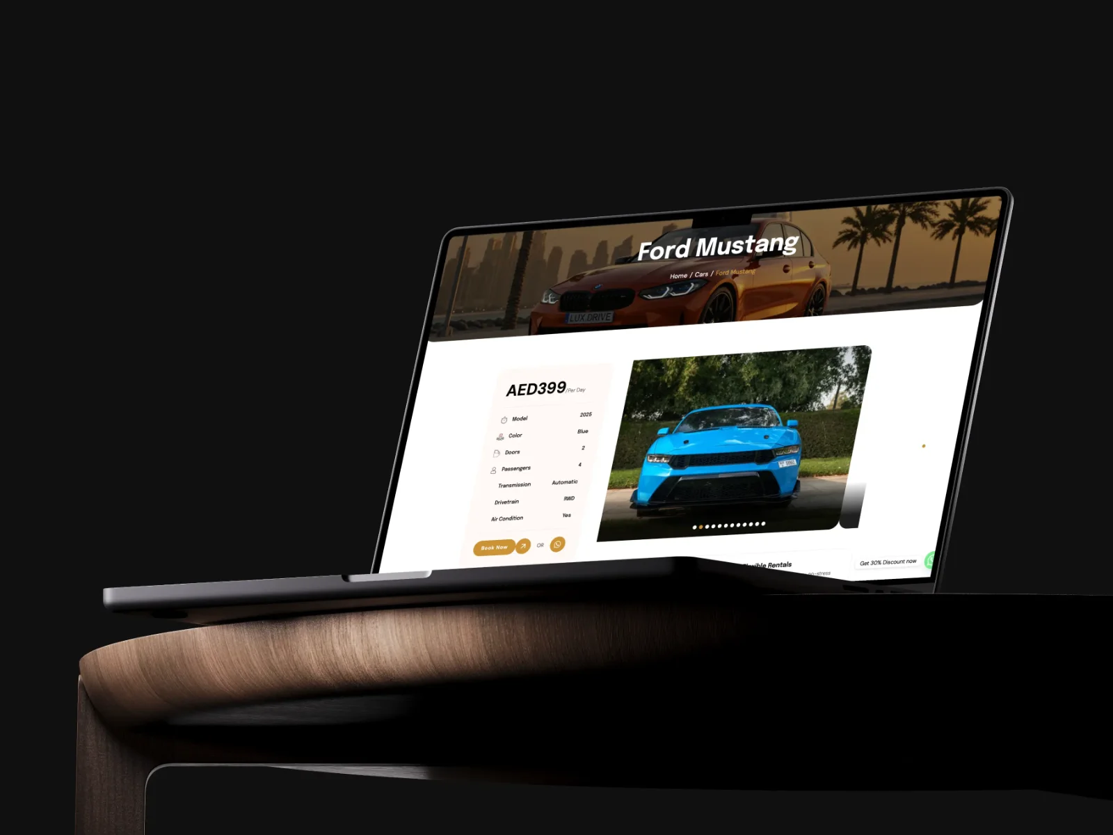 LuxDrive website screen mockup