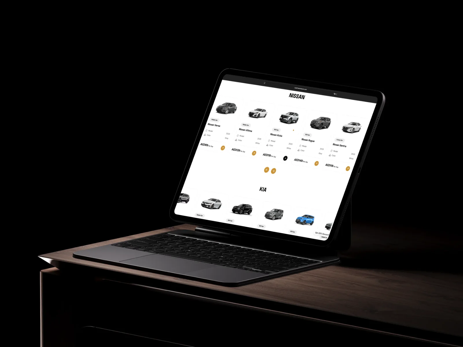 LuxDrive website mockup detail