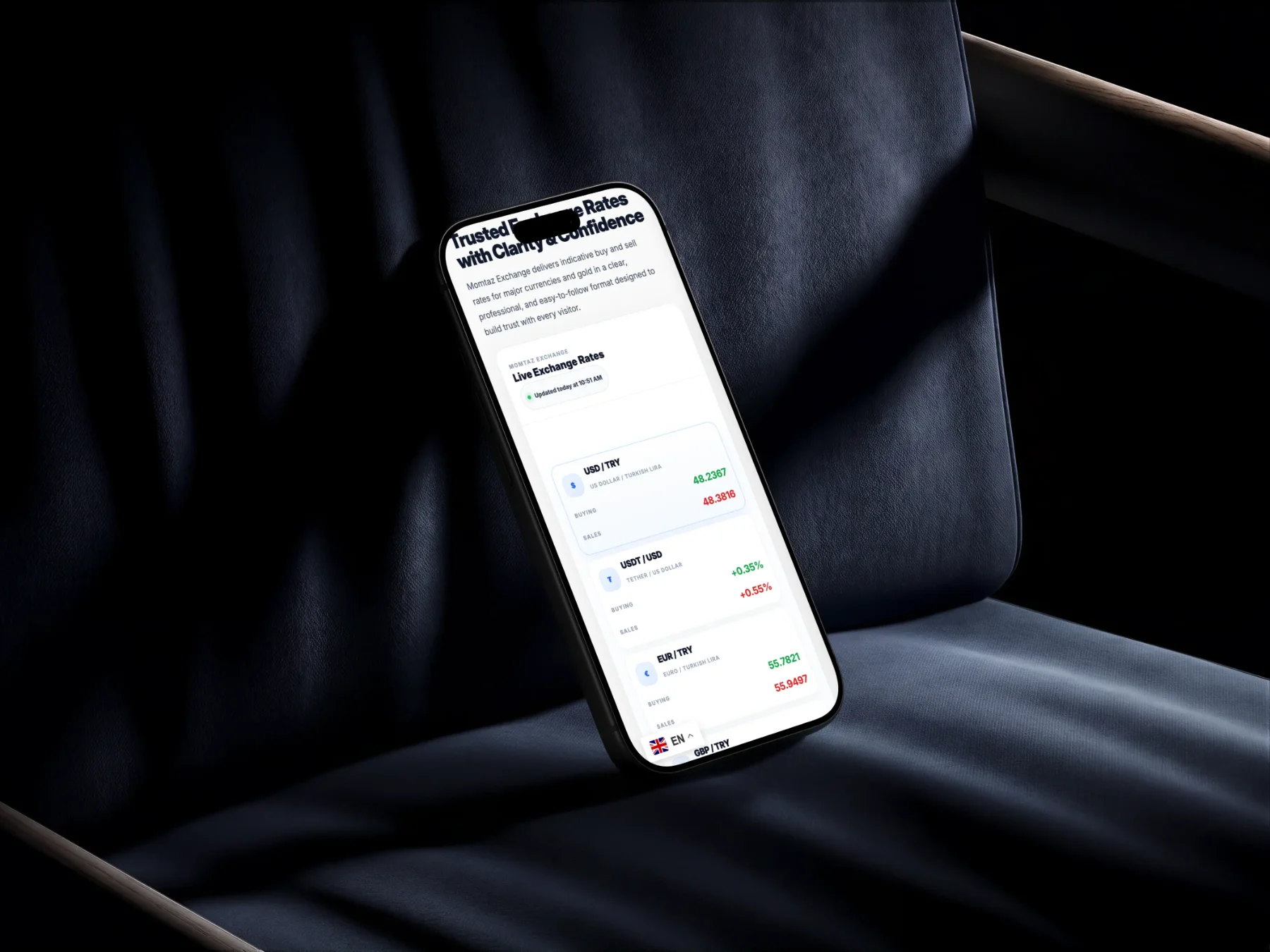 Momtaz Exchange mobile website design
