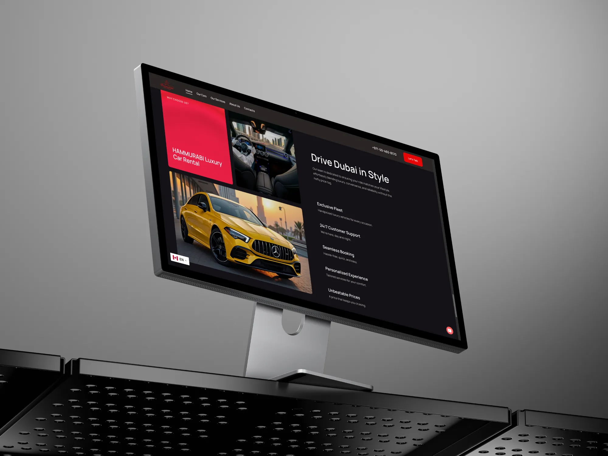 Hammurabi Car Rental premium website mockup