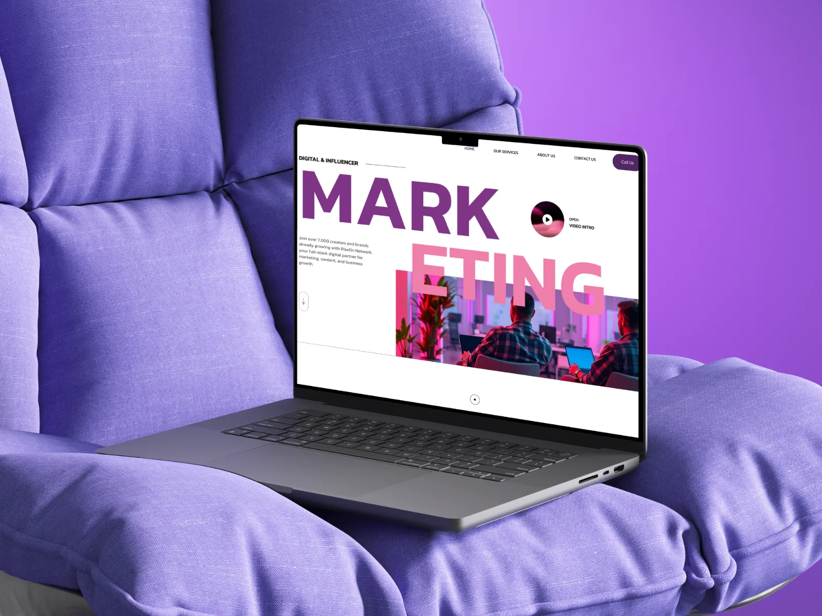 RiseOn Network website desktop mockup