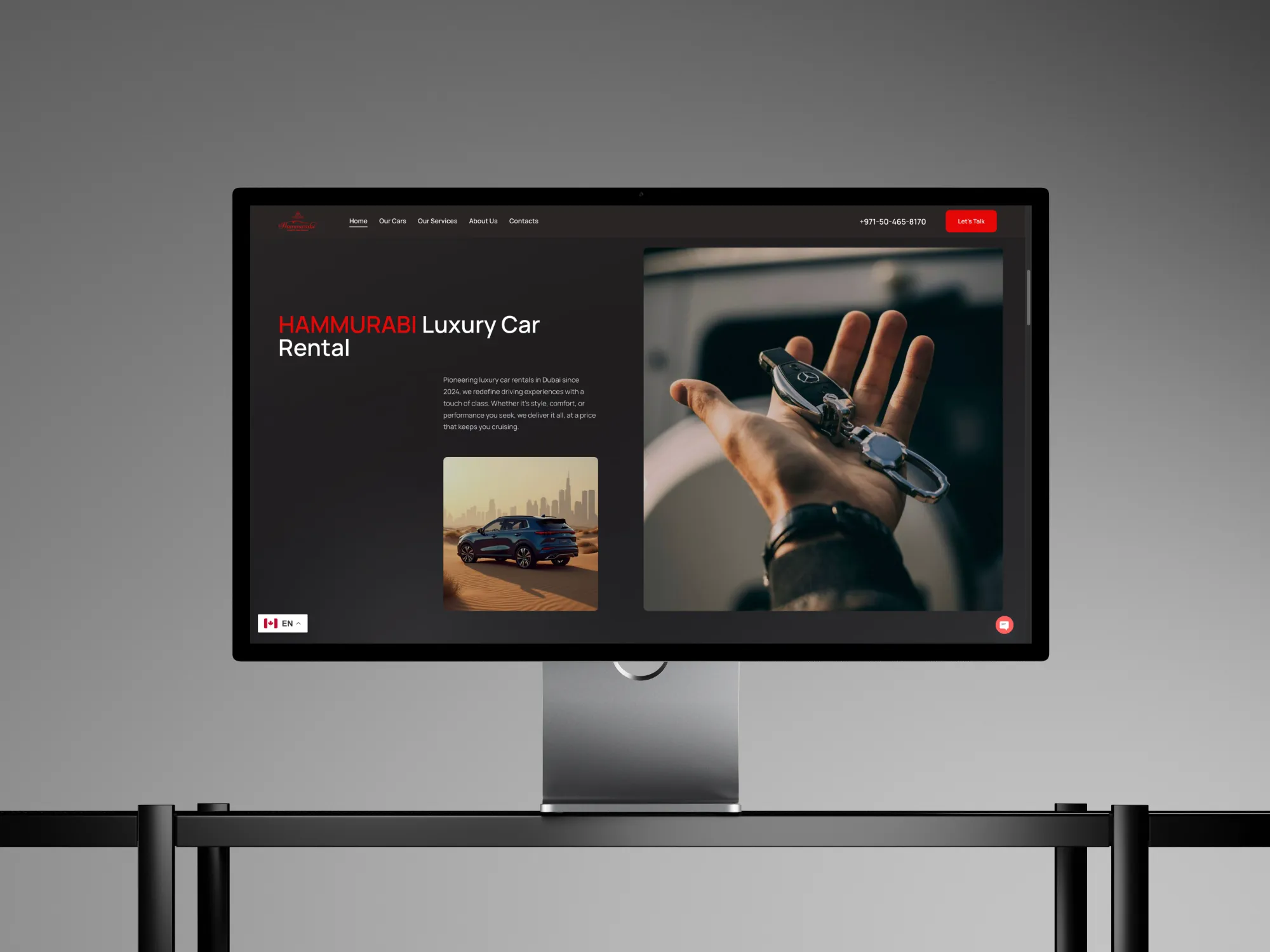 Hammurabi Car Rental website desktop mockup