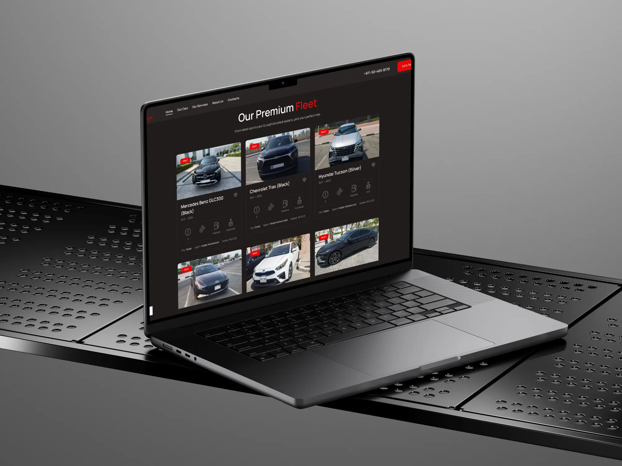 Hammurabi Car Rental website page mockup