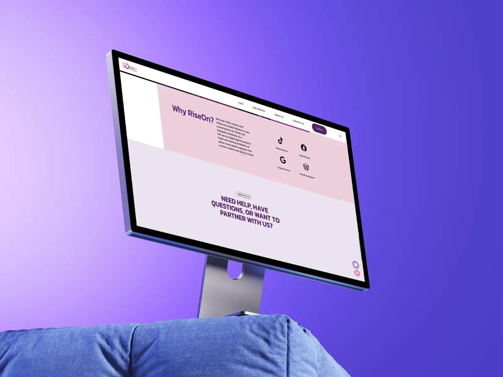 RiseOn Network website full mockup
