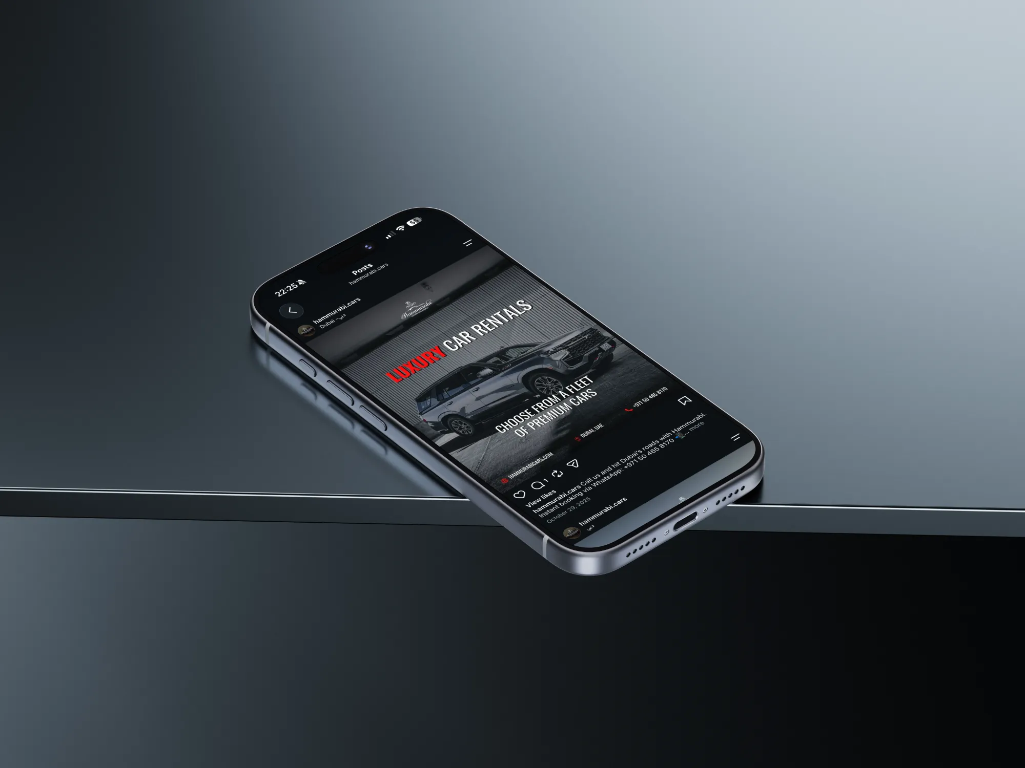 Hammurabi Car Rental social media mockup