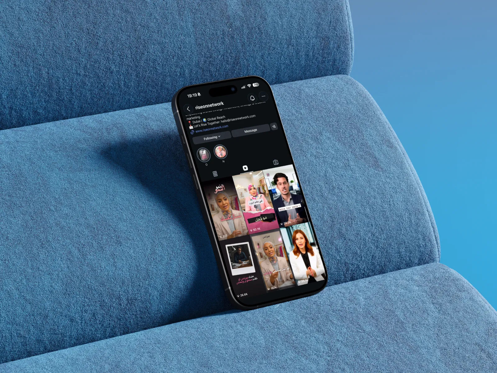 RiseOn Network social media design