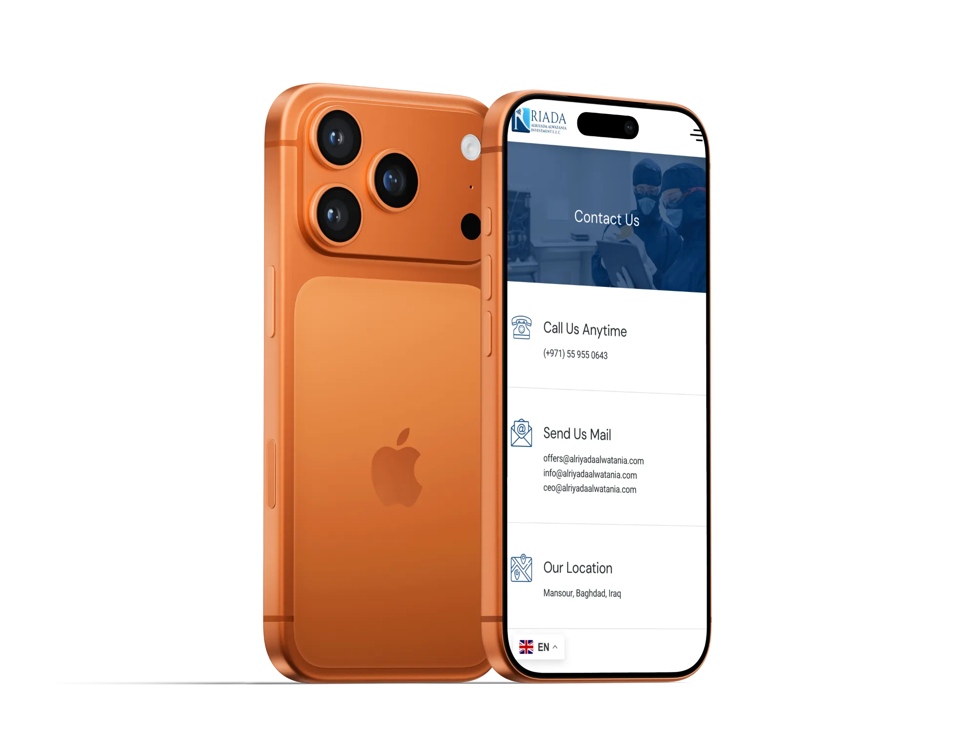 Al Riyada Alwatania mobile website mockup